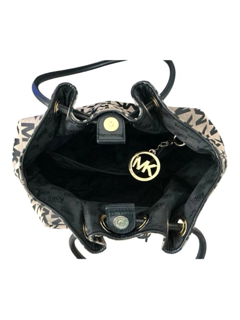 Michael Kors East/West Black Signature Canvas Ring Tote Handbag‎ - Picture 5 of 7